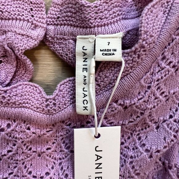 Janie and Jack Crochet Peplum Top Purple Kids-Size 7 - Picture 5 of 6